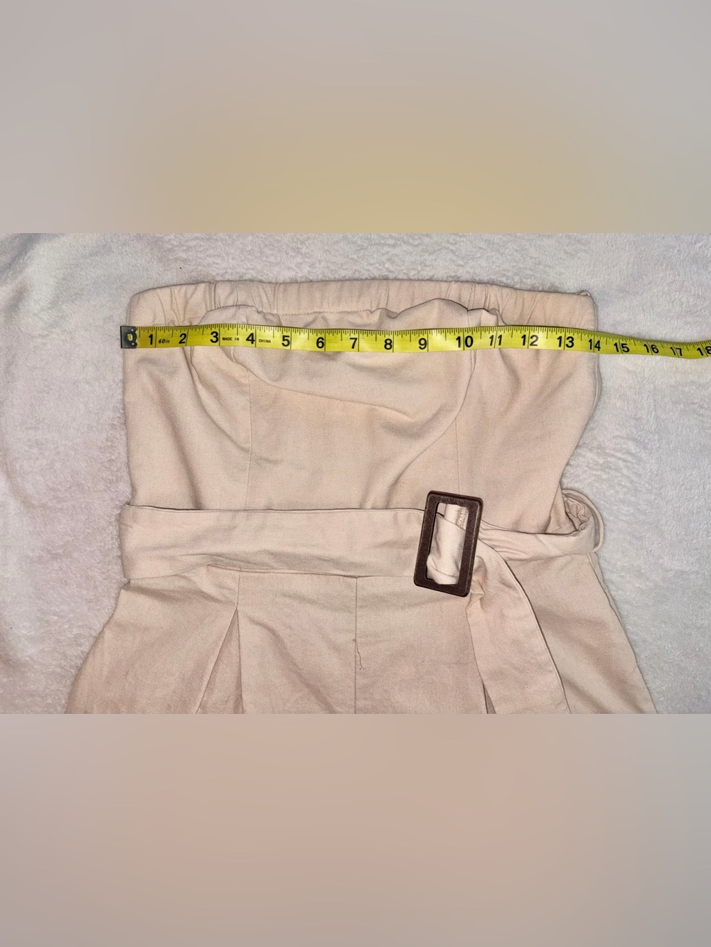 Monteau Strapless Cream Linen Romper sz M - Picture 5 of 9